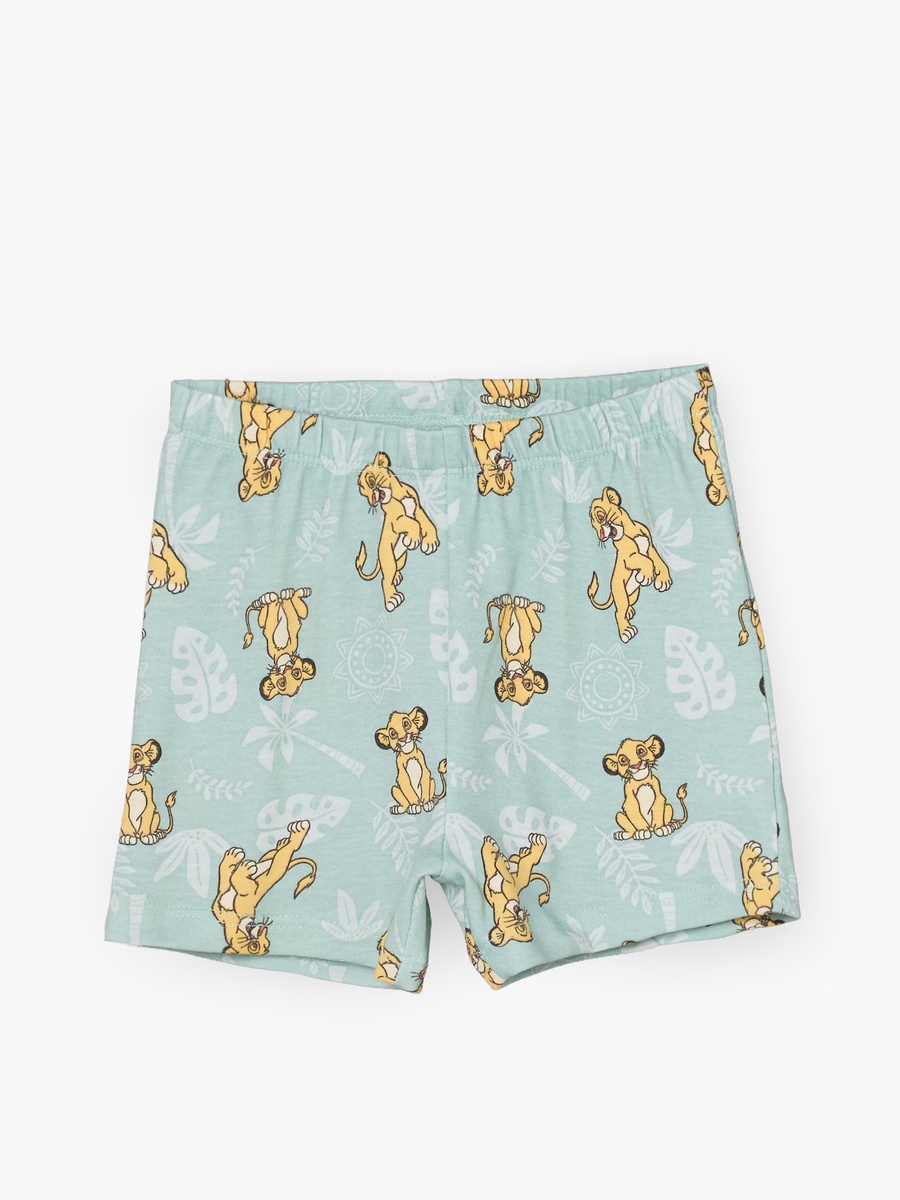 Crew Neck Short Sleeves T-Shirt and Shorts Set with Simba Print