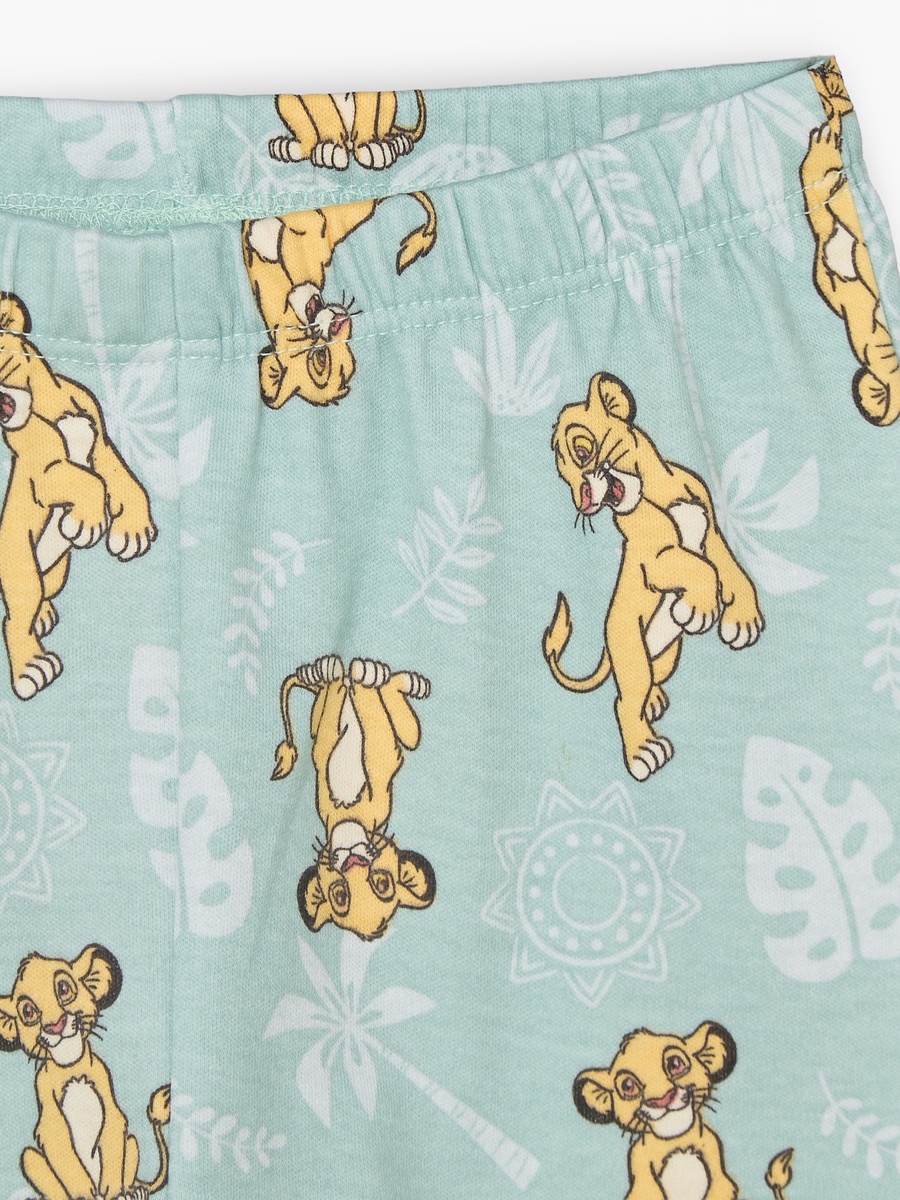 Crew Neck Short Sleeves T-Shirt and Shorts Set with Simba Print