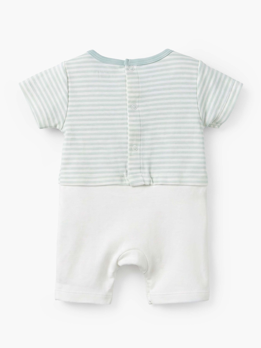Crew Neck Short Sleeves Romper with Giraffe Embroidery