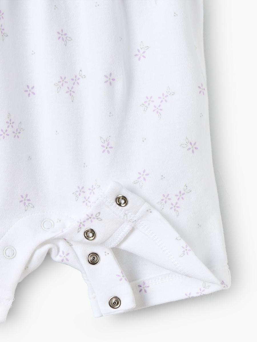 Collared Short Sleeves Romper with Floral Print