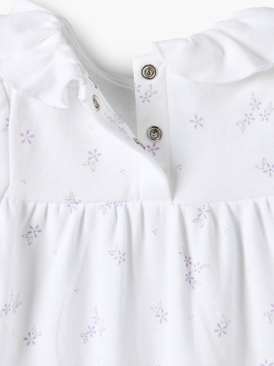 Collared Short Sleeves Romper with Floral Print