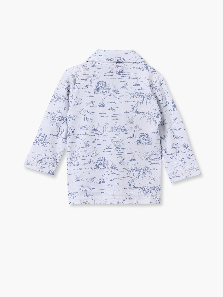 Cotton Collared Long Sleeves Shirt with Pyjamas with Forest Print