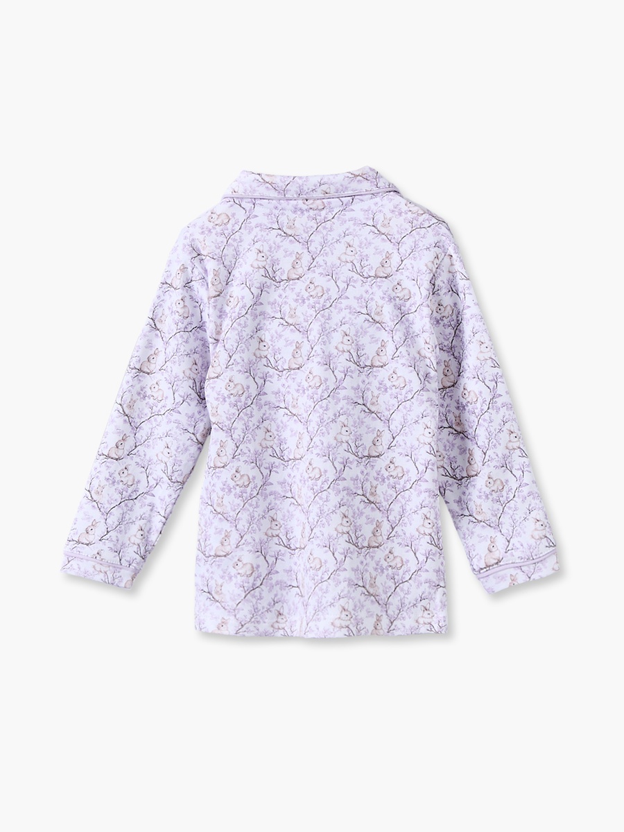 Cotton Collared Long Sleeves Pyjama Set with Botanical Print