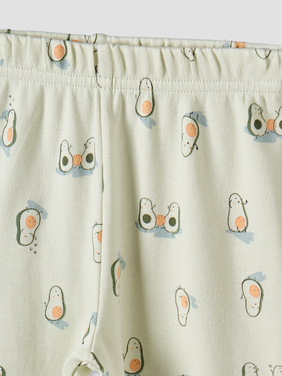 Cotton Collared Long Sleeves Pyjama Set with Avocado Print