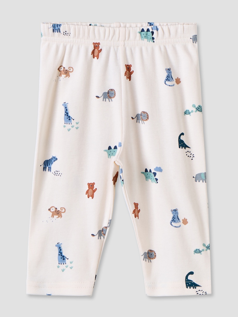 Cotton Collared Long Sleeves Pyjama Set with Safari Print