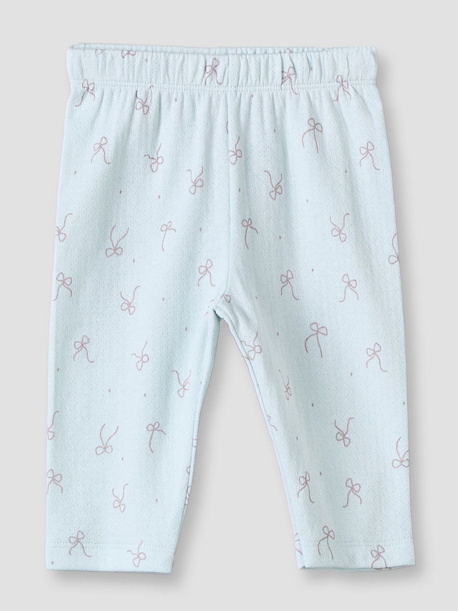 Cotton Collared Long Sleeves Pyjama Set with Bow Print