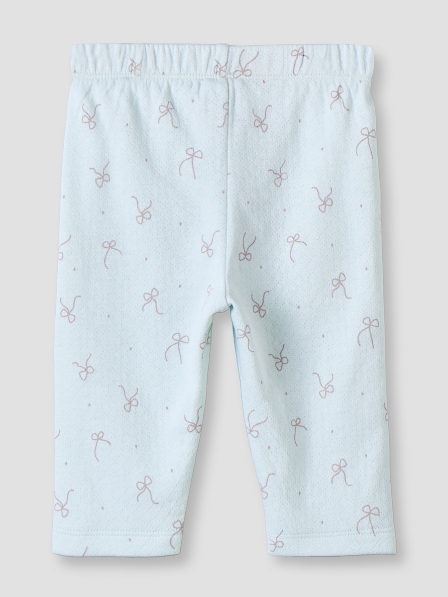Cotton Collared Long Sleeves Pyjama Set with Bow Print