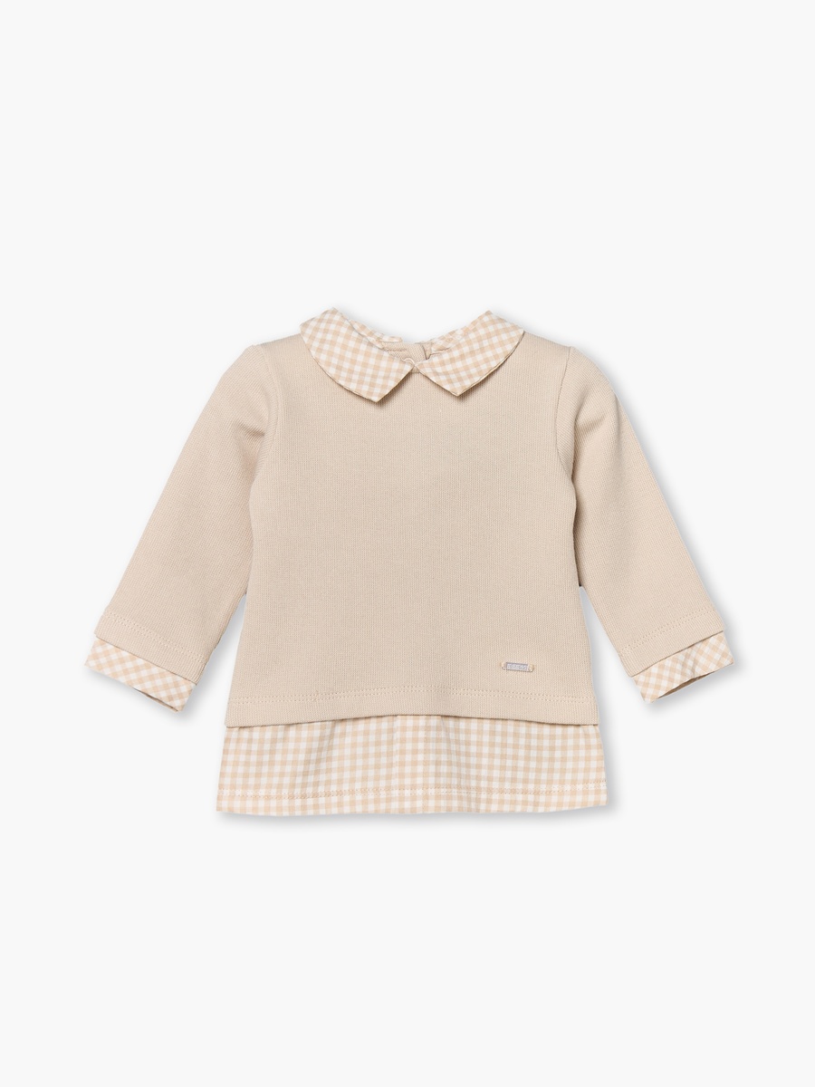 Cotton Collared Long Sleeve Pyjama Set with Gingham Checks