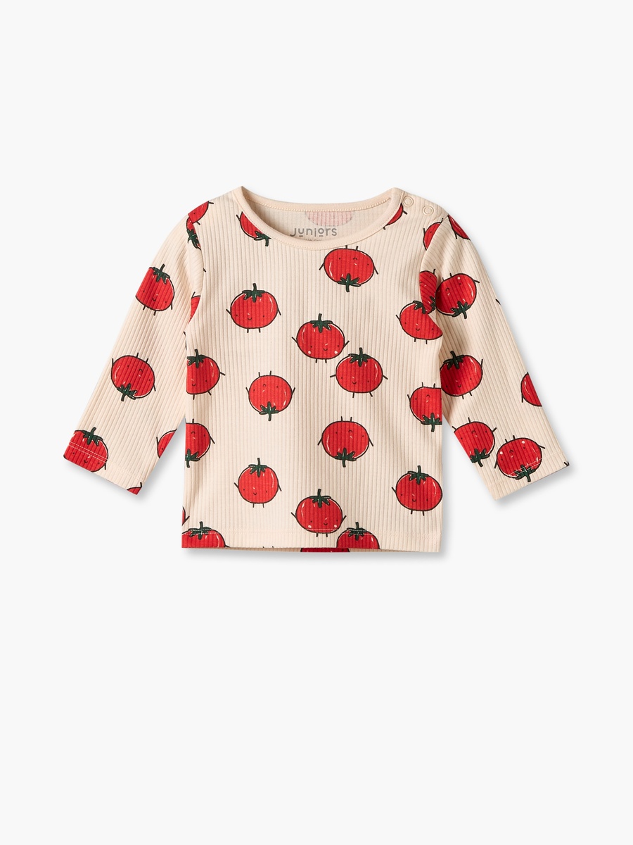 Cotton Crew Neck Long Sleeves Pyjama Set with Tomato Print