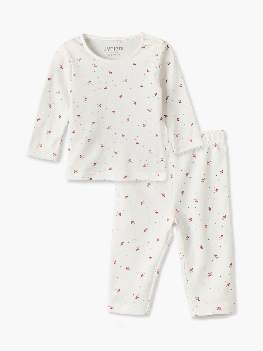 Cotton Crew Neck Long Sleeves Pyjama Set with Floral Print