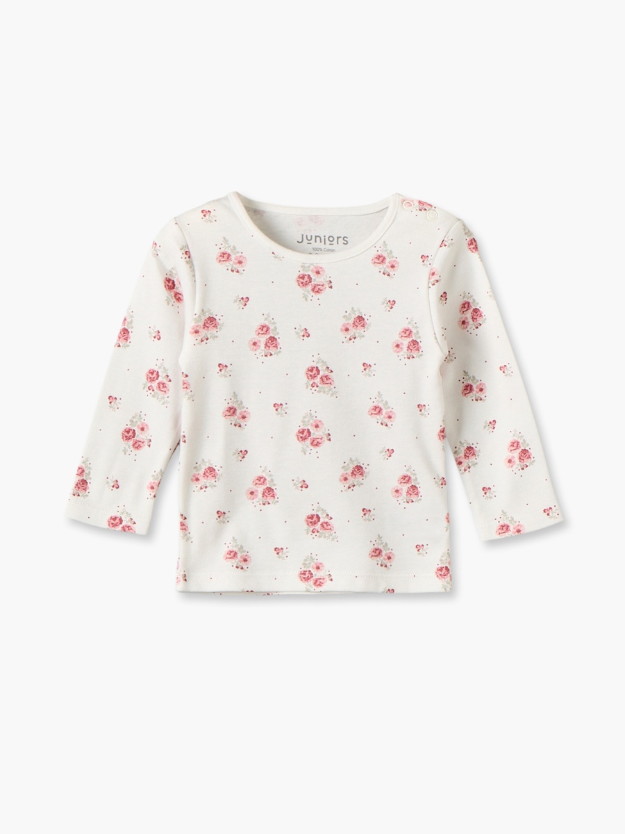Cotton Crew Neck Long Sleeves Pyjama Set with Floral Print