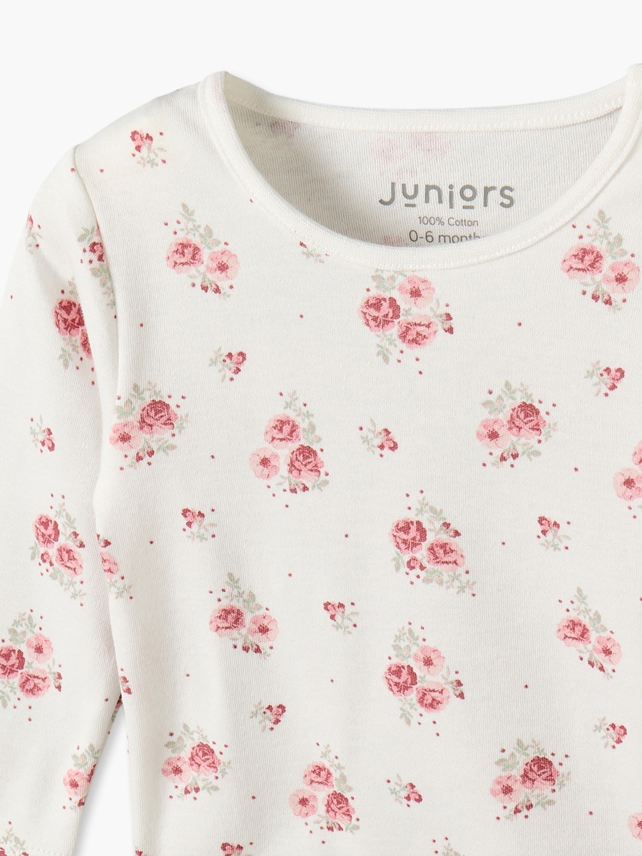Cotton Crew Neck Long Sleeves Pyjama Set with Floral Print