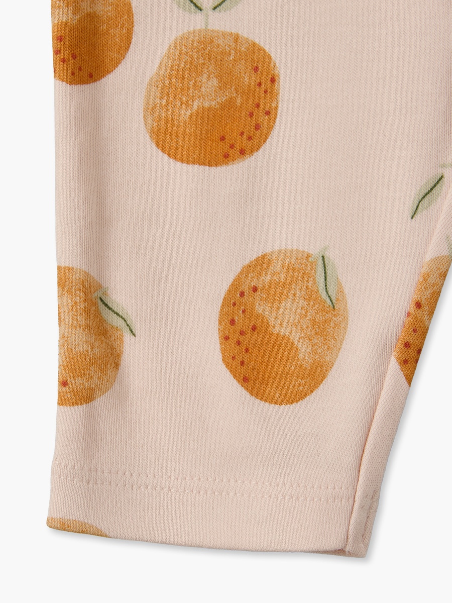 Cotton Crew Neck Long Sleeves Pyjama Set with Peach Fruit Print
