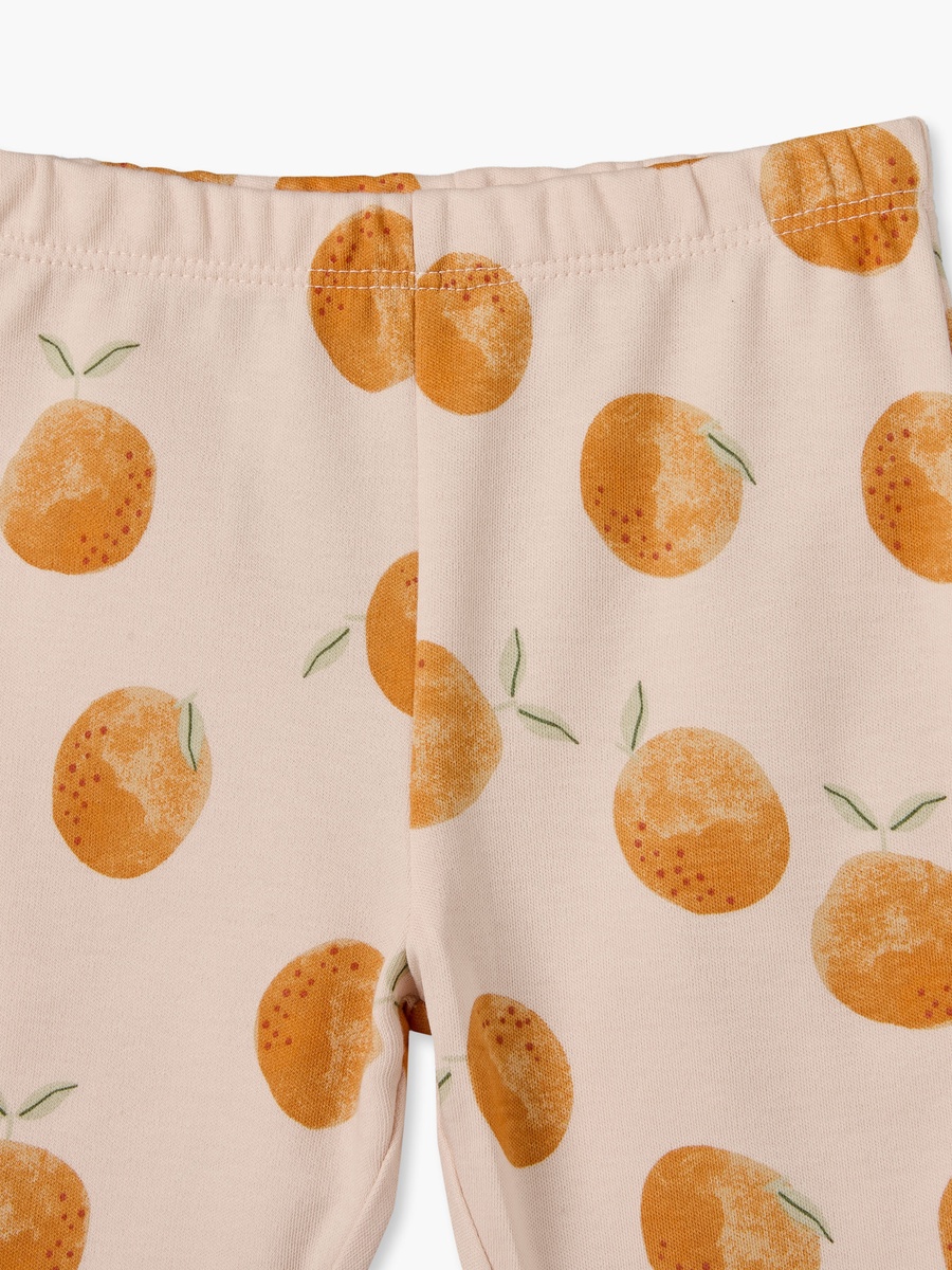 Cotton Crew Neck Long Sleeves Pyjama Set with Peach Fruit Print
