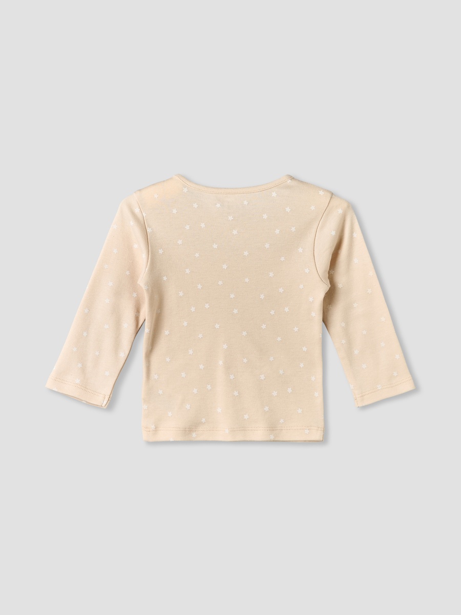 Cotton Round Neck Long Sleeves Pyjama Set with Star Print