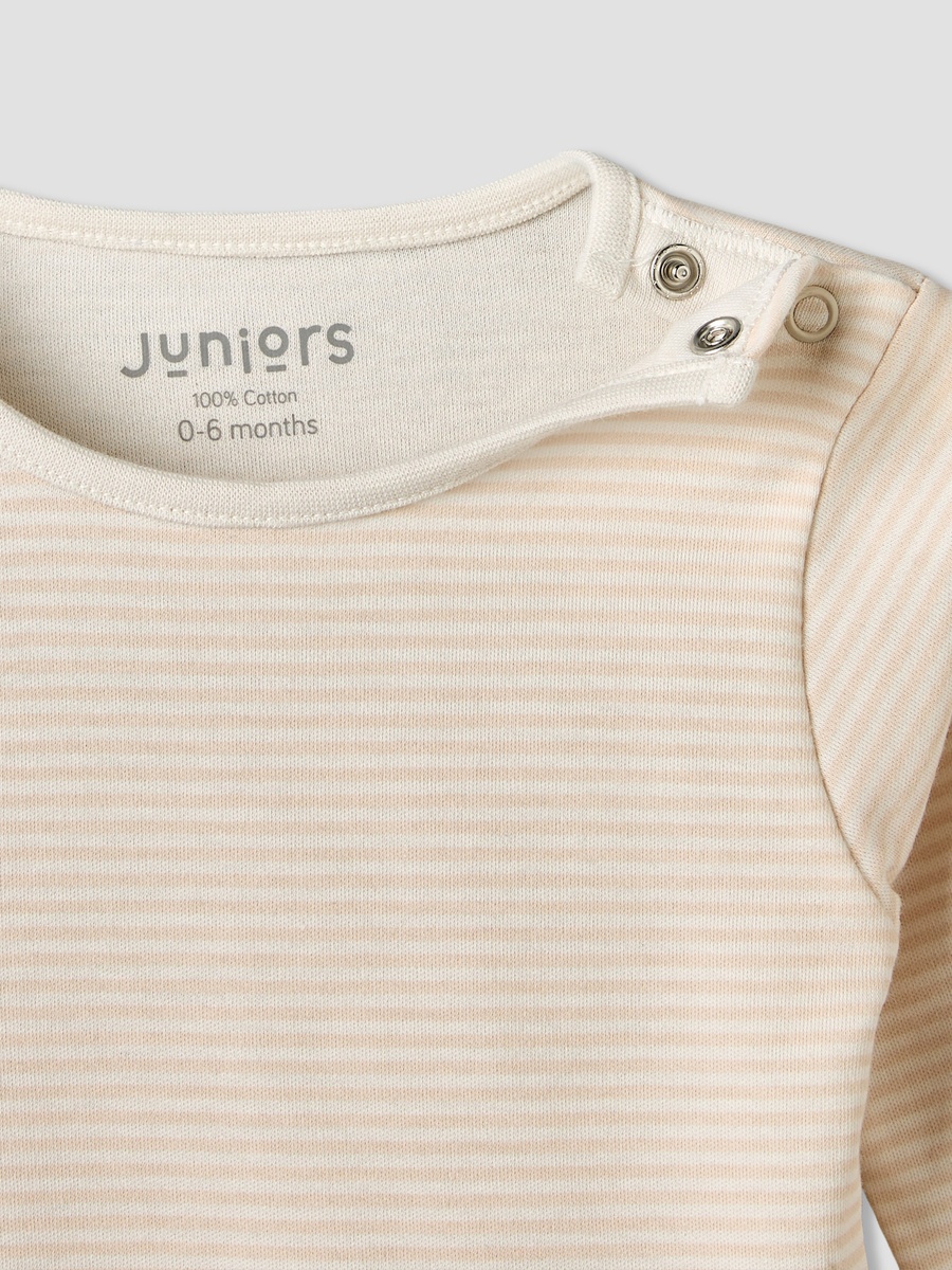 Cotton Round Neck Long Sleeves Pyjama Set with Stripes
