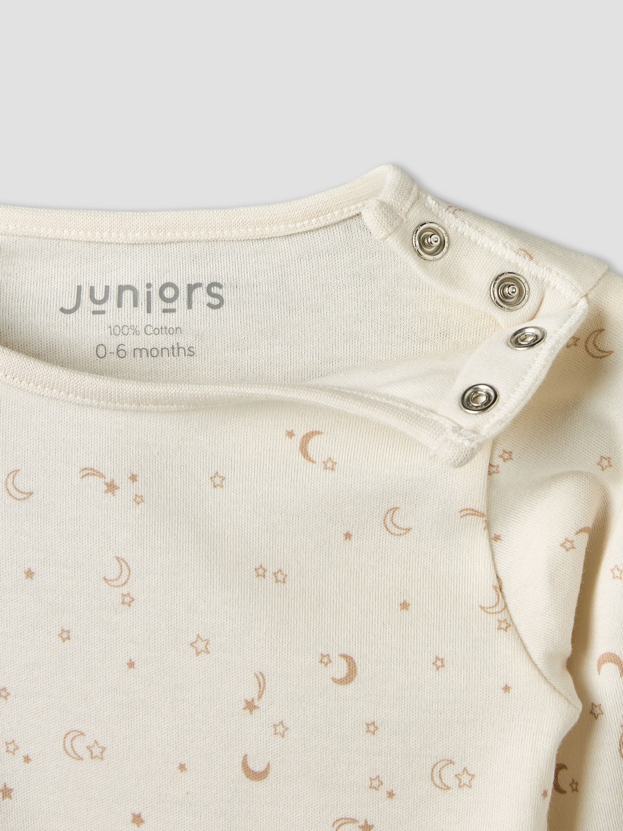 Cotton Round Neck Long Sleeves Pyjama Set with Celestial Print