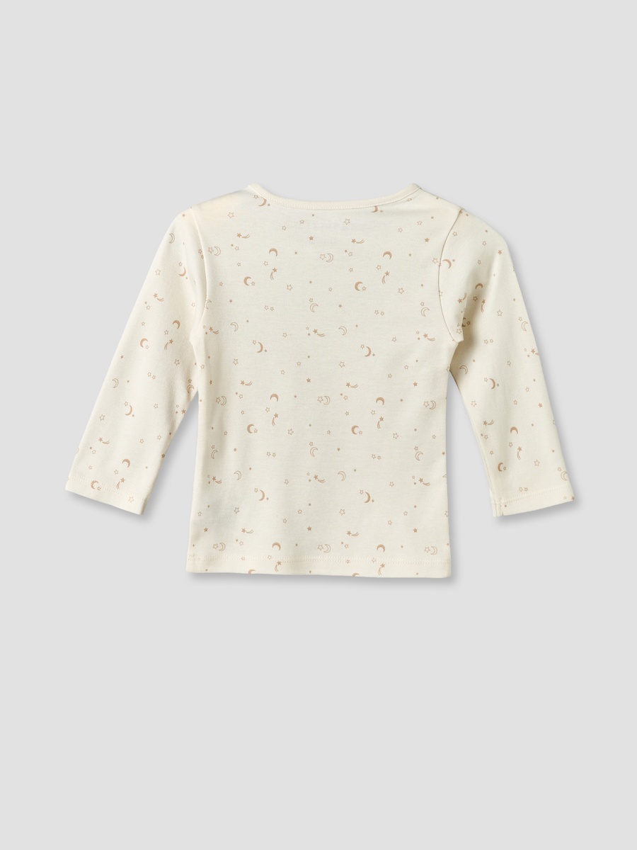 Cotton Round Neck Long Sleeves Pyjama Set with Celestial Print