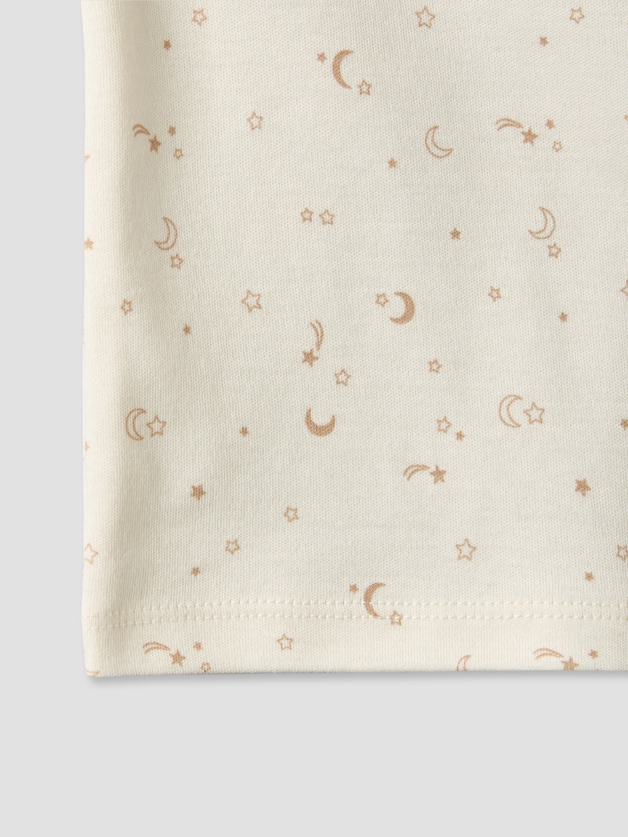 Cotton Round Neck Long Sleeves Pyjama Set with Celestial Print