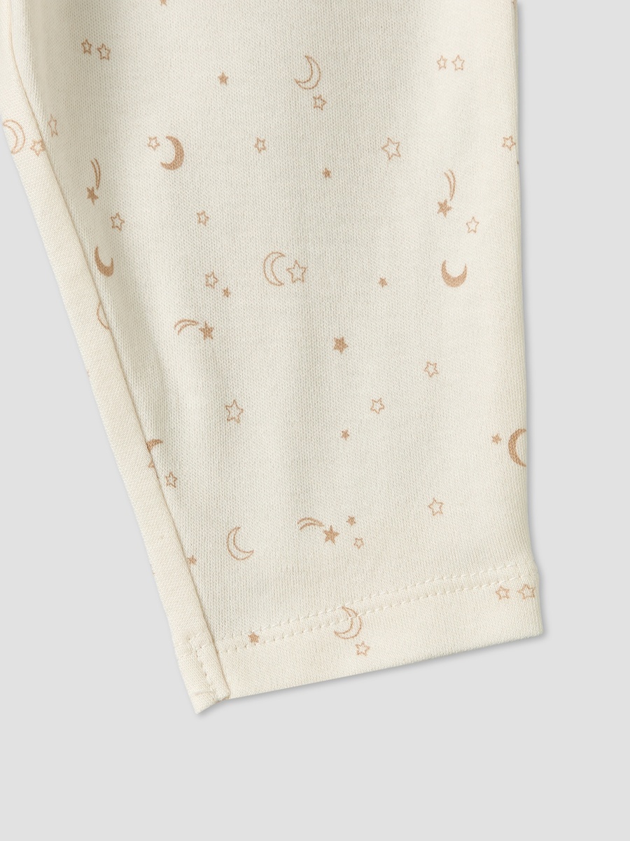 Cotton Round Neck Long Sleeves Pyjama Set with Celestial Print
