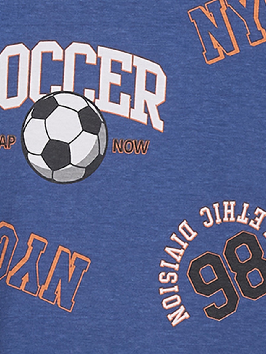Pack of 2 Cotton Crew Neck Short Sleeves Pyjama Set with Soccer Print