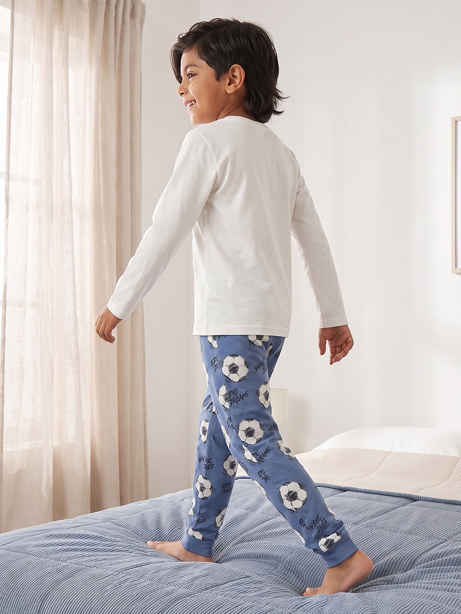 Cotton Crew Neck Long Sleeves Pyjama Set with Anime Print