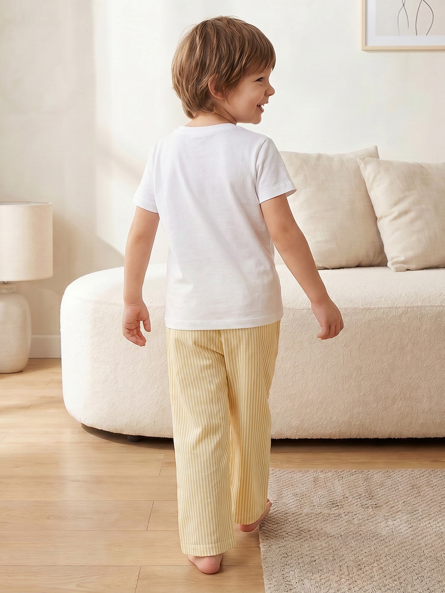 Cotton Crew Neck Short Sleeves Pyjama Set with Pineapple Print