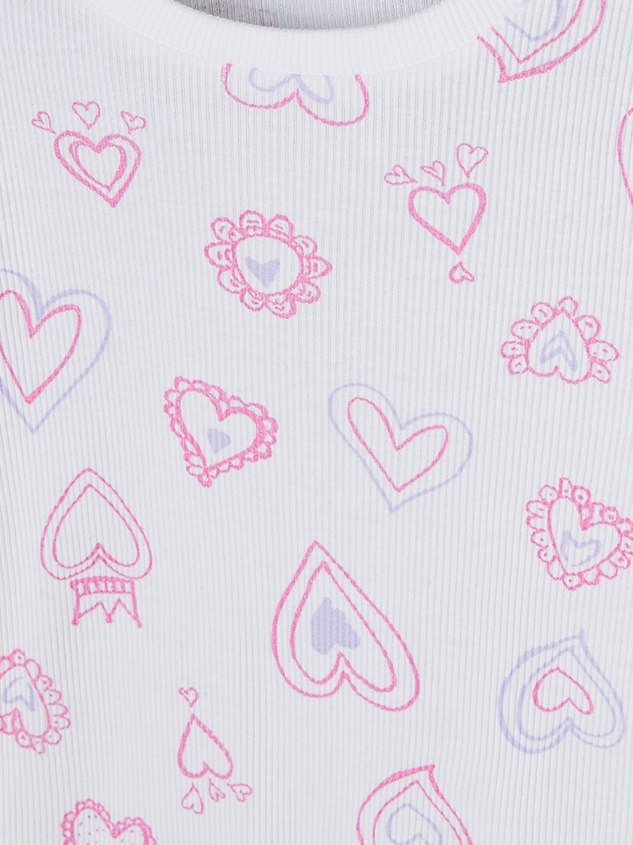 Cotton Crew Neck Long Sleeves Pyjama Set with Heart Print