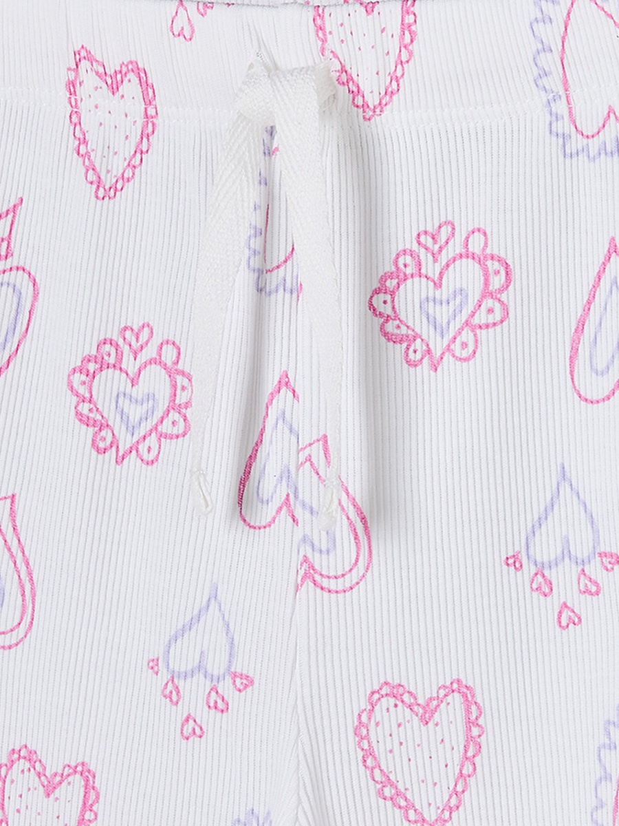 Cotton Crew Neck Long Sleeves Pyjama Set with Heart Print