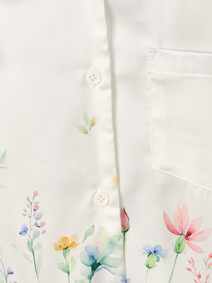 Cotton Peter Pan Collar Long Sleeves Pyjama Set with Floral Print