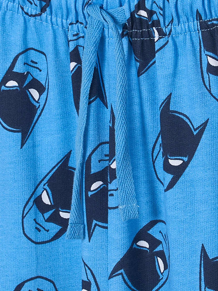 Cotton Crew Neck Long Sleeves Pyjama Set with Batman Print