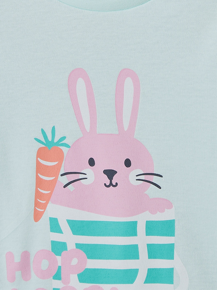 Cotton Round Neck Long Sleeves Pyjama Set with Capybara Print