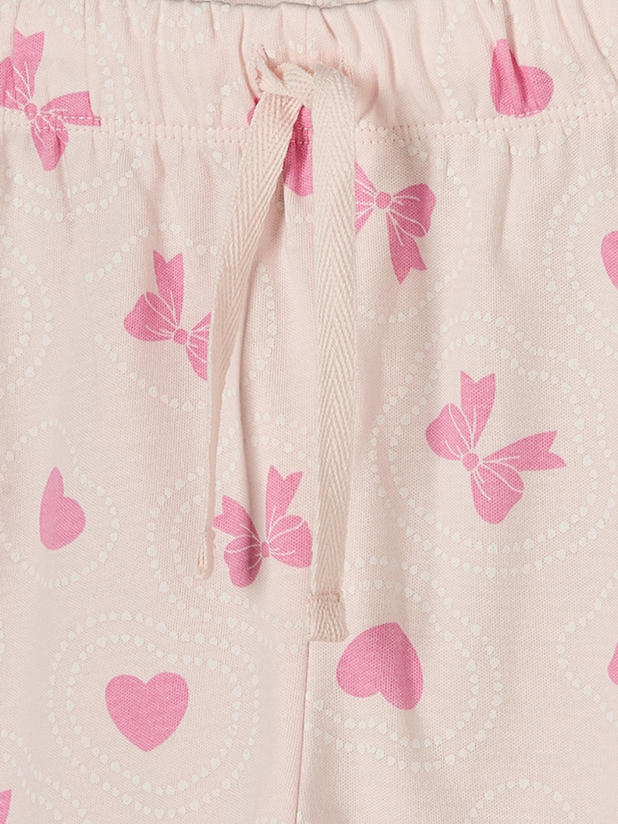 Cotton Crew Neck Long Sleeves Pyjama Set with Bow Print