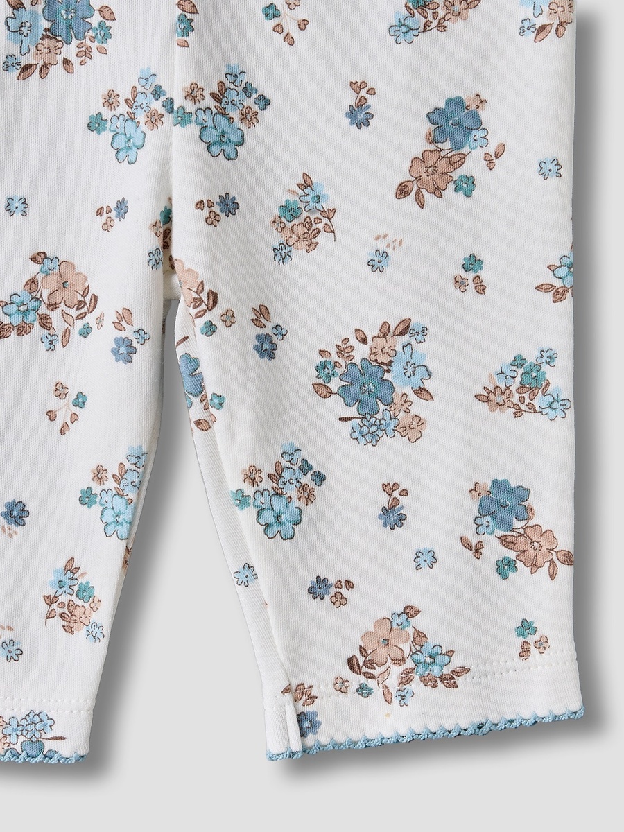 Cotton Collared Long Sleeves Pyjama Set with Floral Print