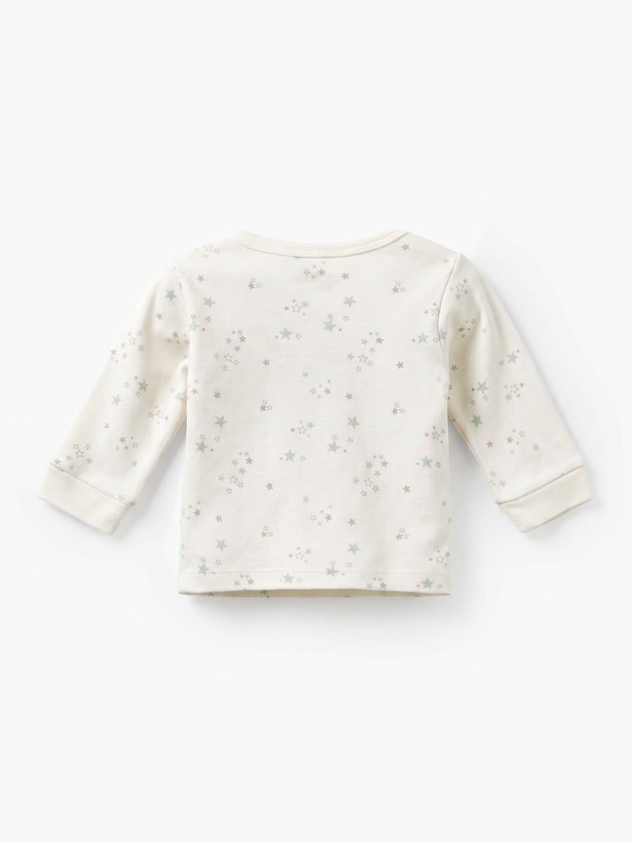Cotton V Neck Long Sleeves Pyjama Set with Star Print