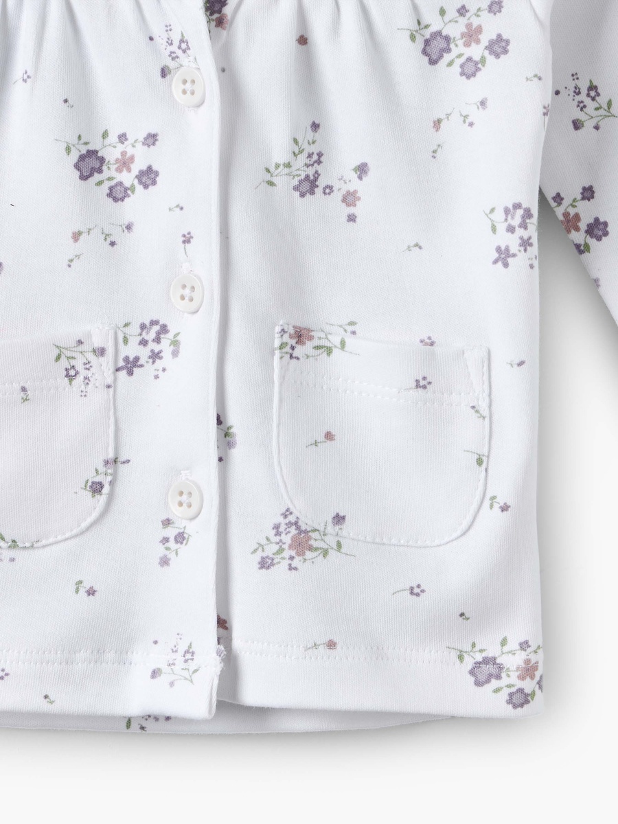 Cotton Collared Long Sleeves Pyjama Set with Floral Print
