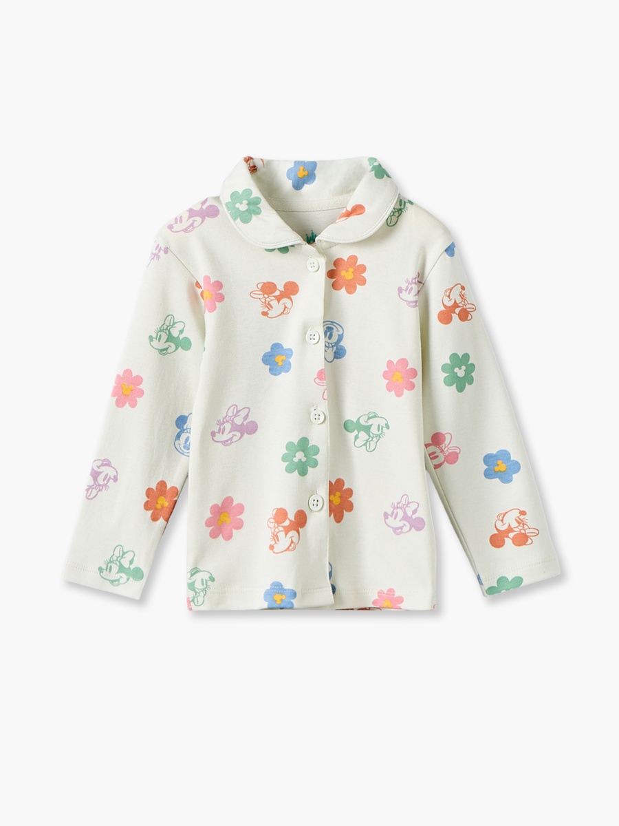 Cotton Collared Long Sleeves Pyjama Set with Minnie Mouse Print