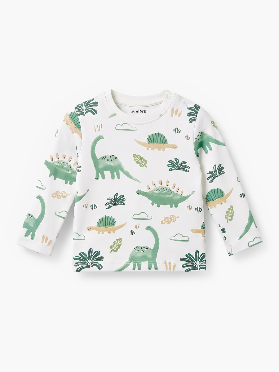 Pack of 2 Cotton Crew Neck Long Sleeves Pyjama Set with Dinosaur Print