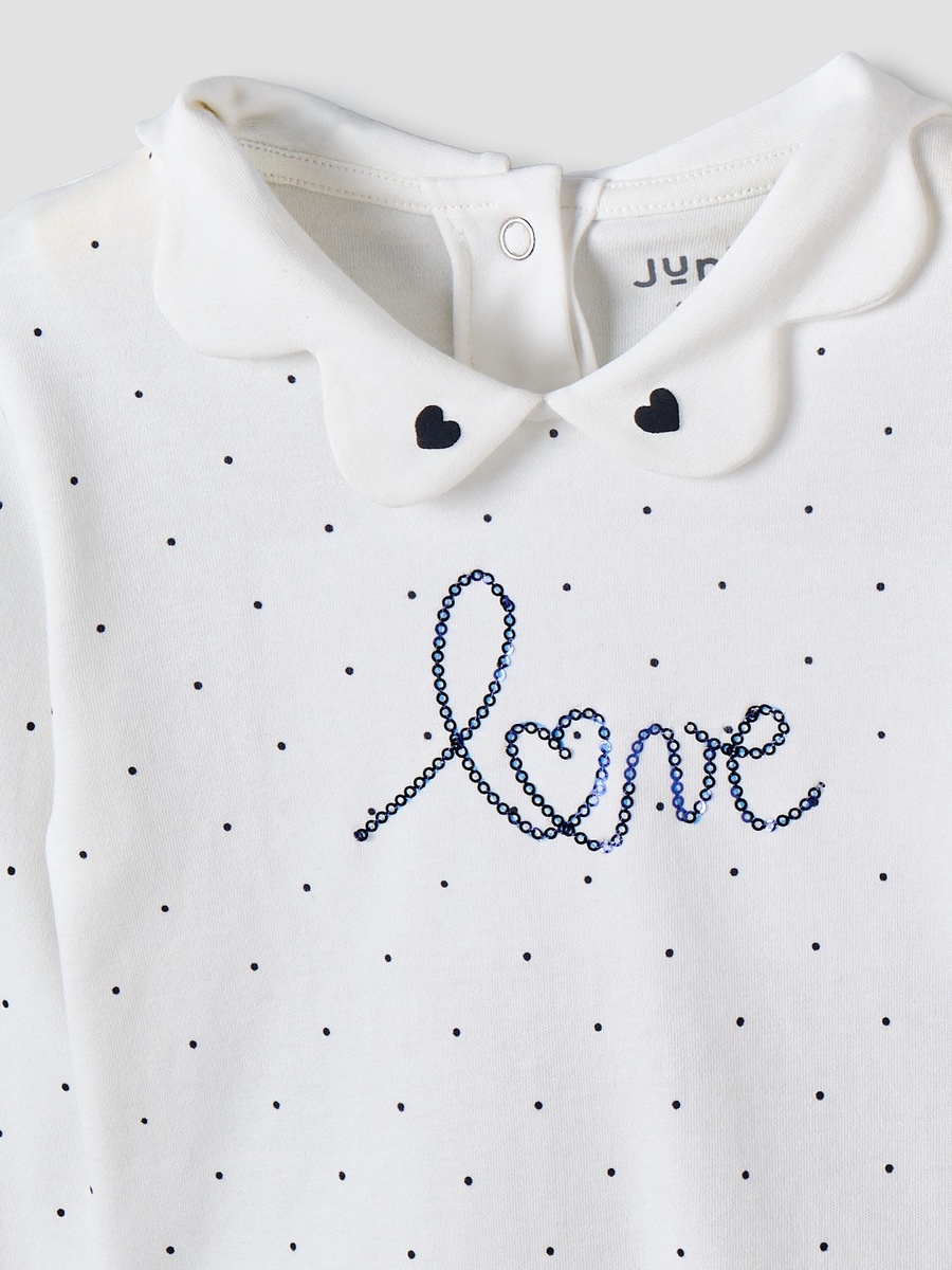 Cotton Collared Long Sleeves Pyjama Set with Embellishments and Print