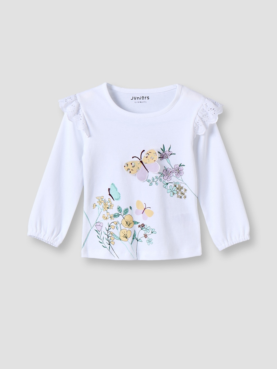 Cotton Crew Neck Long Sleeves Pyjama Set with Floral Print
