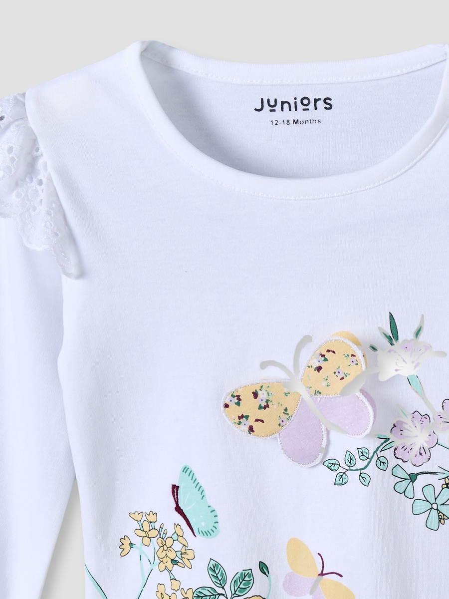 Cotton Crew Neck Long Sleeves Pyjama Set with Floral Print