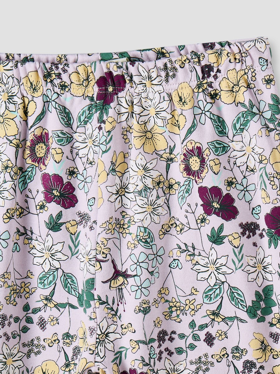 Cotton Crew Neck Long Sleeves Pyjama Set with Floral Print