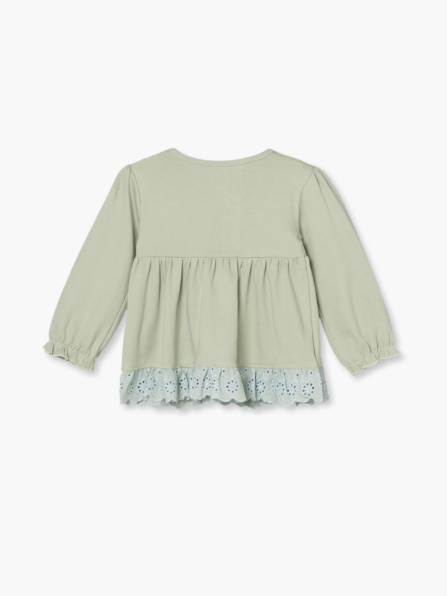 Cotton Crew Neck Long Sleeves Pyjama Set with Butterfly Embroidery