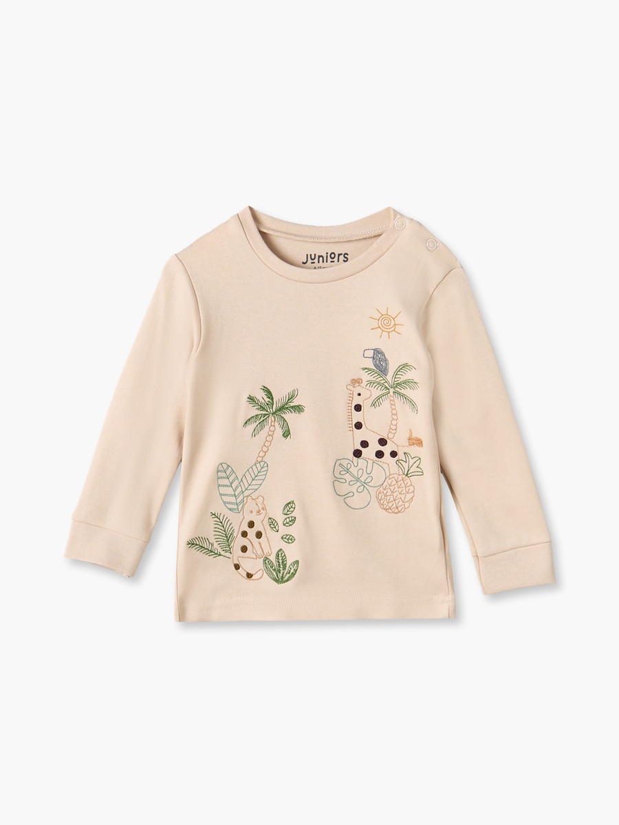 Cotton Crew Neck Long Sleeves Pyjama Set with Safari Print