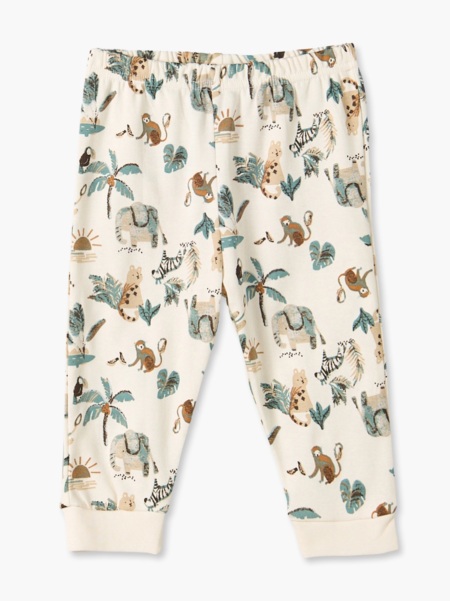 Cotton Crew Neck Long Sleeves Pyjama Set with Safari Print
