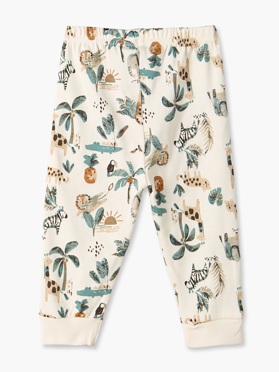 Cotton Crew Neck Long Sleeves Pyjama Set with Safari Print