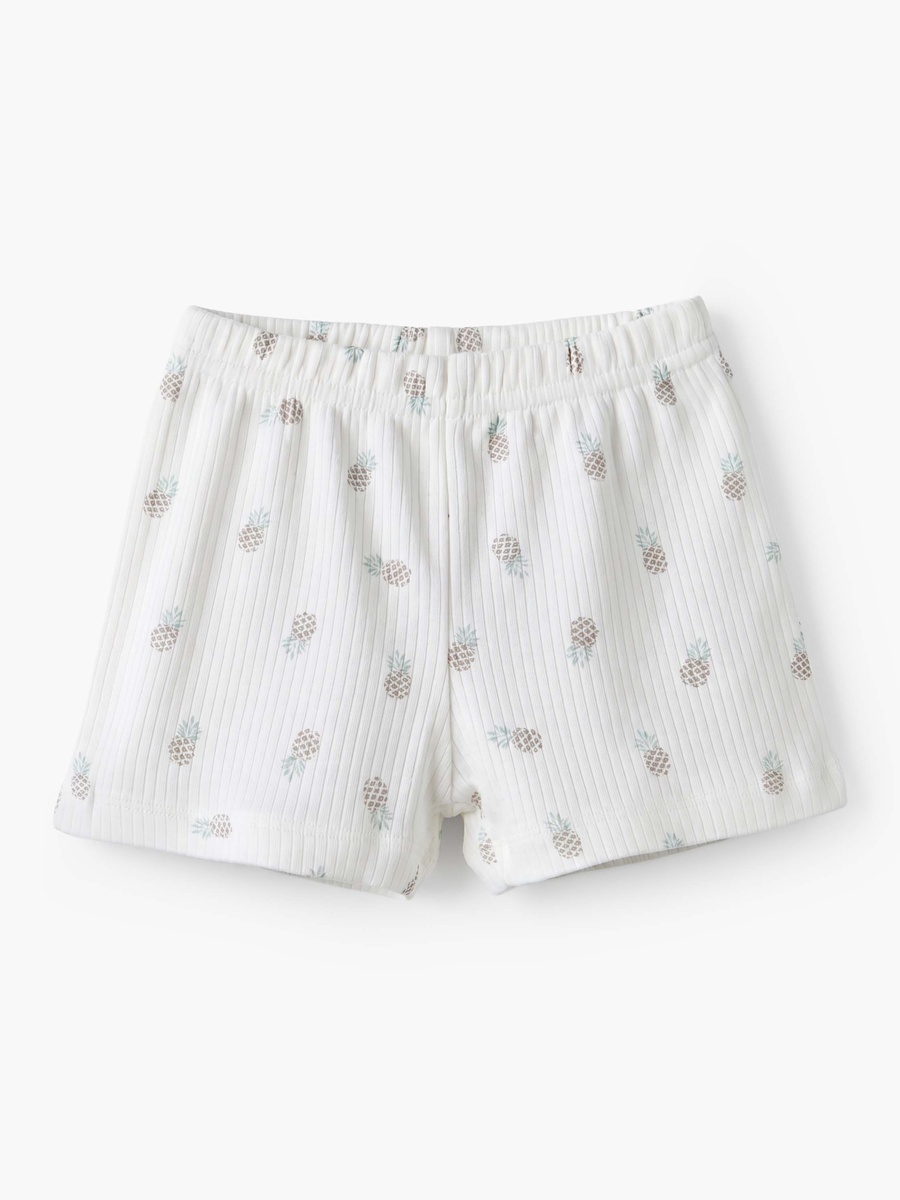 Cotton Collared Short Sleeves Shorts Set with Pineapple Print
