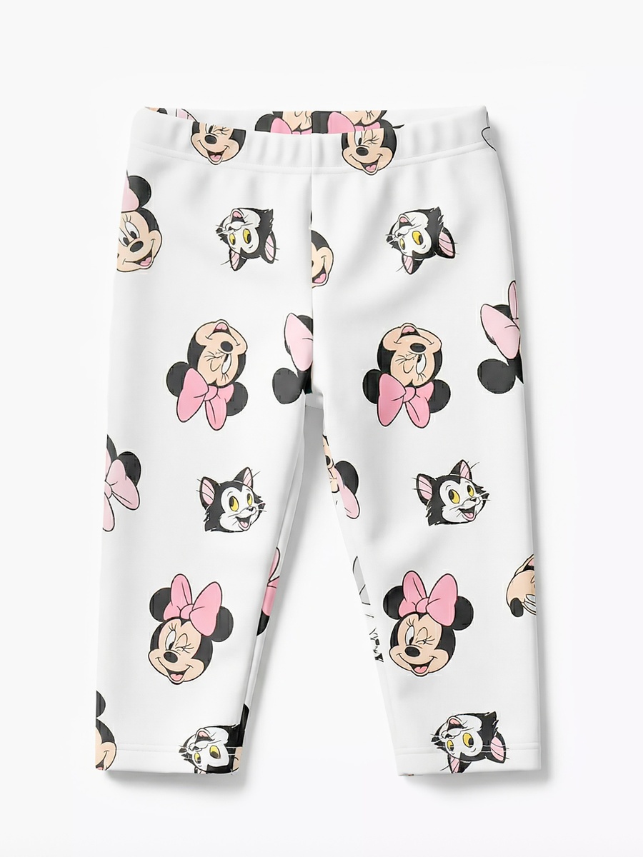 Cotton Round Neck Long Sleeves Pyjama Set with Minnie Mouse Print
