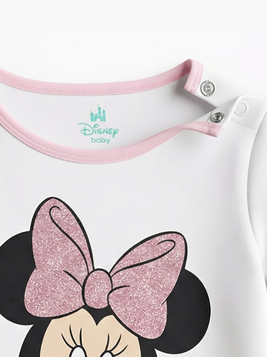 Cotton Round Neck Long Sleeves Pyjama Set with Minnie Mouse Print