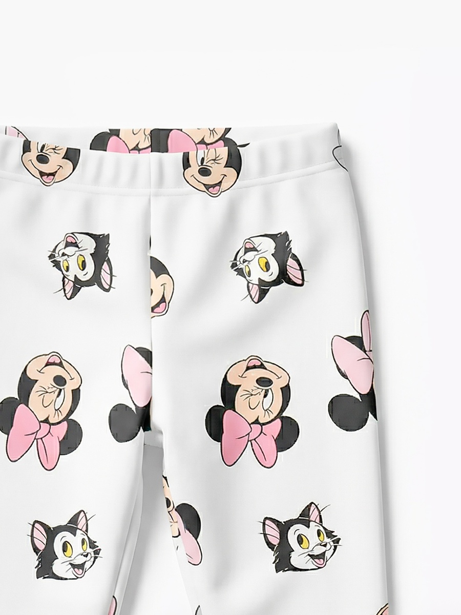 Cotton Round Neck Long Sleeves Pyjama Set with Minnie Mouse Print